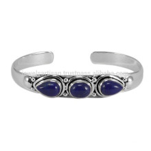 Beautiful Lapis Lazuli Natural Gemstone & 925 Silver Solid Design Bangle All Time Wear Jewelry